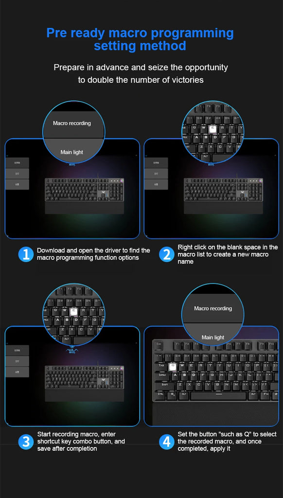 AULA F2088 Mechanical Keyboard Wired Gaming Keyboard Multi-Function Knob 104 Keys Magic Backlit Keyboard Macro Programming Compu