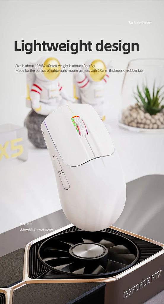 X5 Wireless Gaming Mouse with 3 Modes BT/2.4Ghz/USB-C PAW3212 Optical Sensor,Rechargeable Battery RGB Mice for PC Tablet Desktop