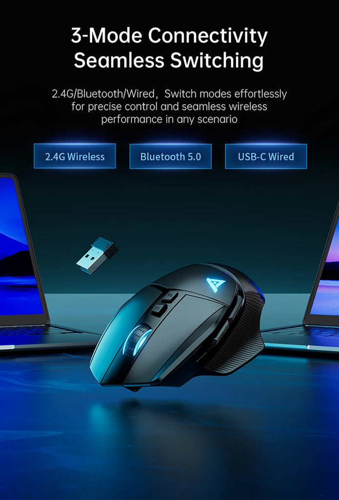 TAIDU TWG502 Gaming Mouse with RGB 2.4G Wireless Bluetooth Mouse 3Mode 14800DPI Lightweight for PC Gamer Computer Laptop