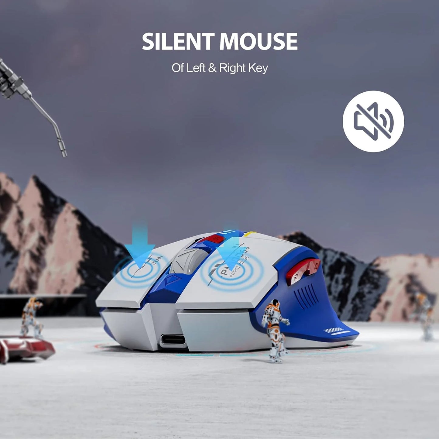 Mecha Edition 2.4G Wireless Mouse Silent Rechargeable Mouse Type-C LED Light Mouse For Computer PC Laptop Office Gaming