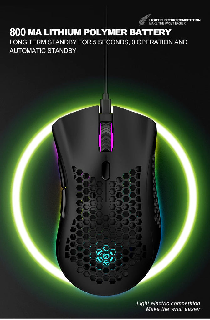BM600 Rechargeable USB 2.4G Wireless RGB Light Honeycomb Gaming Mouse Desktop PC Computers Notebook Laptop Mice Mause Gamer Cute