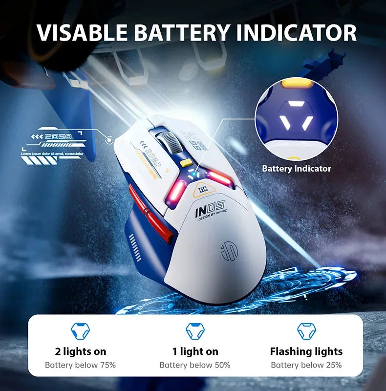 Inphic IN9 Wireless Gaming Mouse Rechargeable PAW3325 Bluetooth Mouse RGB Lighting Effect Desktop Computer Laptop Universal