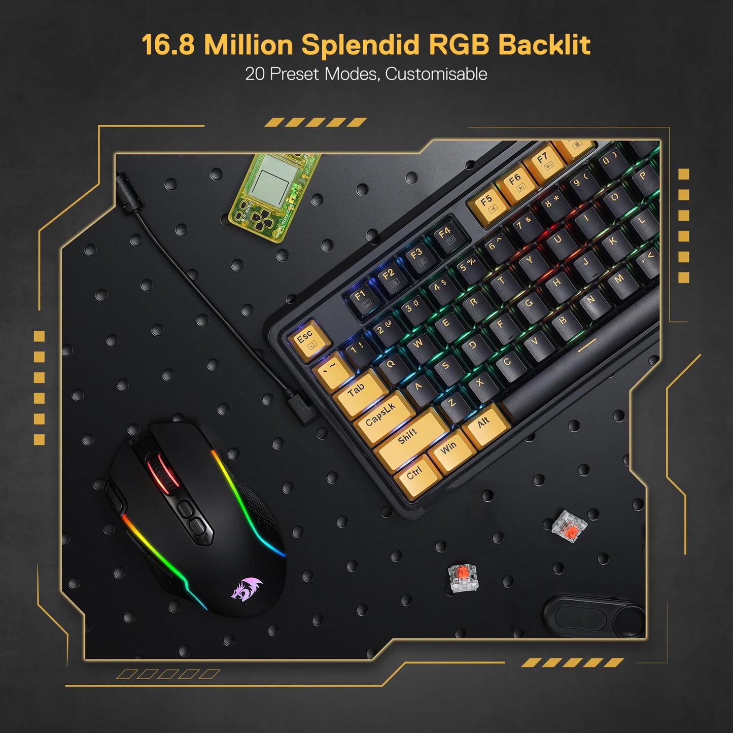 Redragon K649 78% Wired Gasket RGB Gaming Keyboard, 82 Keys Layout Hot-Swap Compact Mechanical Keyboard w/Hot-Swappable Socket