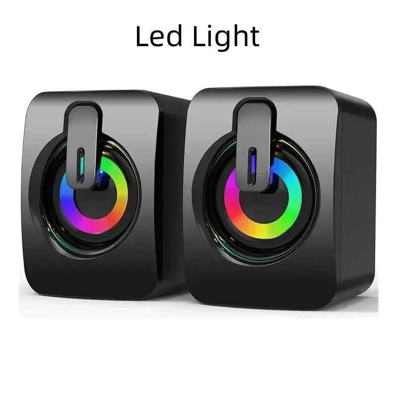 Home Camping Computer Speakers PC Sound Box HIFI Stereo Microphone USB Wired Caixa De Som with LED Light For Desktop Computer