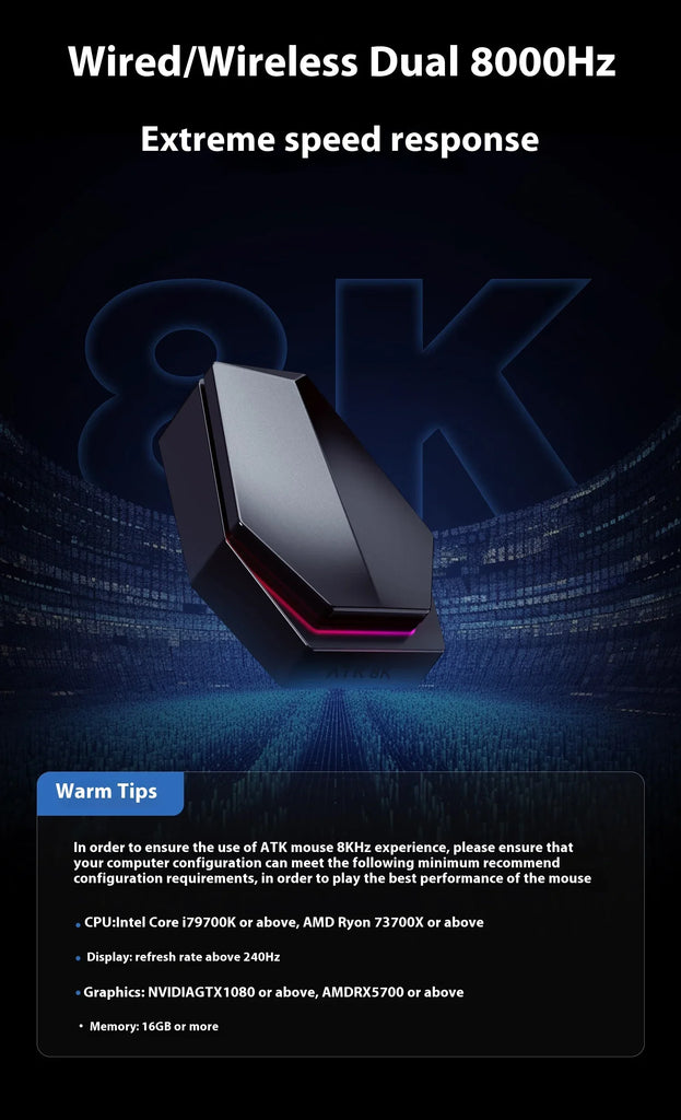【Ready Stock】ATK Blazing Sky Z1 Ultra Wireless Mouse 8K Dual Mode PAW3950 Ultra Gaming Mouse Lightweight Low Delay E-sports