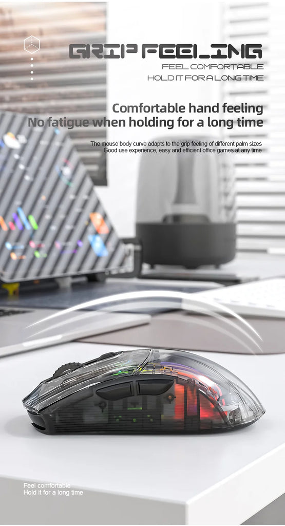 Attack Shark X2 Pro Magnetic Charging  Bluetooth Mouse, Tri-Mode , RGB Lights, Transparent, Battery Indicator, Computer Phone
