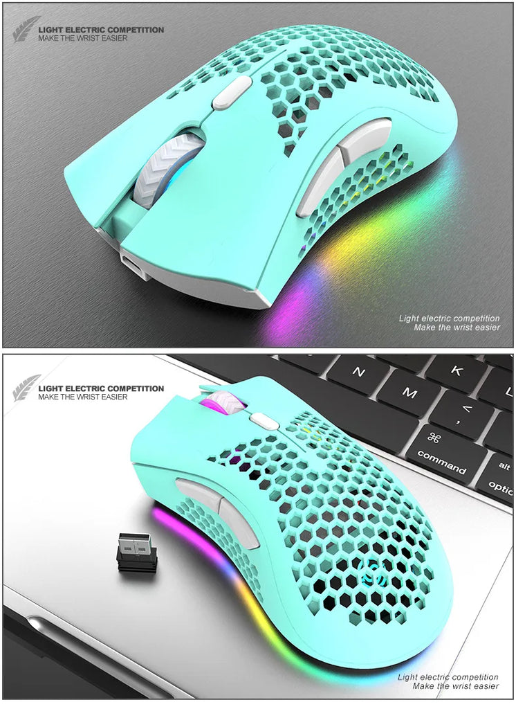 BM600 Rechargeable USB 2.4G Wireless RGB Light Honeycomb Gaming Mouse Desktop PC Computers Notebook Laptop Mice Mause Gamer Cute