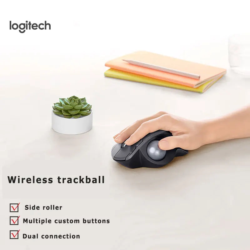 Logitech MX Ergo S Wireless Trackball Mouse Adjustable Ergonomic Design Rechargeable Bluetooth Mouse for Office Drawing Laptop