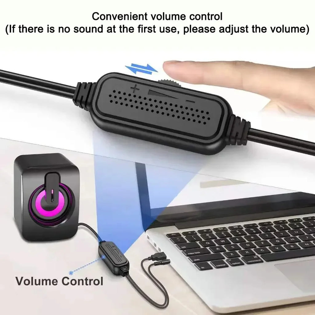 Home Camping Computer Speakers PC Sound Box HIFI Stereo Microphone USB Wired Caixa De Som with LED Light For Desktop Computer