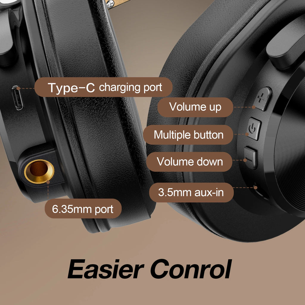 Oneodio Fusion A70 Bluetooth 5.2 Headphones Hi-Res Audio Over Ear Wireless Headset Professional Studio Monitor DJ Headphones 72H