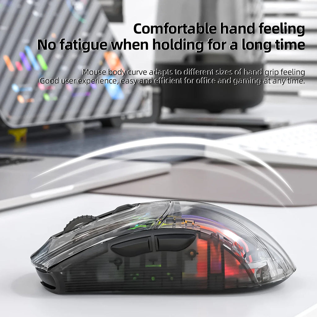 Attack Shark X2 Pro Magnetic Charging  Bluetooth Mouse, Tri-Mode , RGB Lights, Transparent, Battery Indicator, Computer Phone