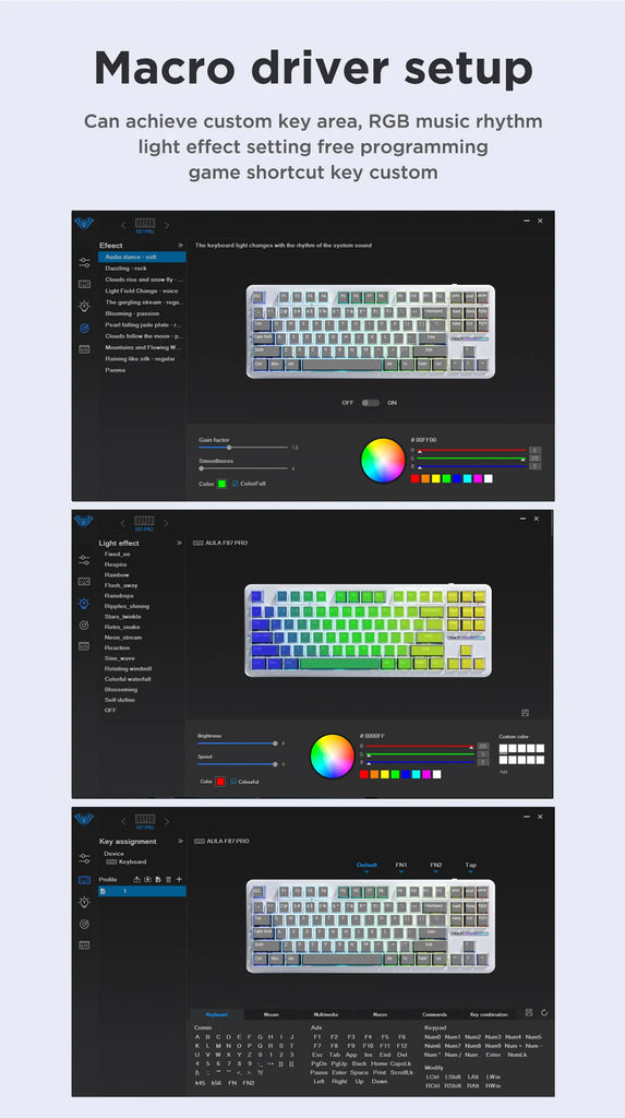 AULA F87Pro Mechanical Keyboard 2.4g/Usb/Bluetooth Tri Mode Wireless 87 Key 5 Layer Silencing Filling Suitable For Gaming+Typing
