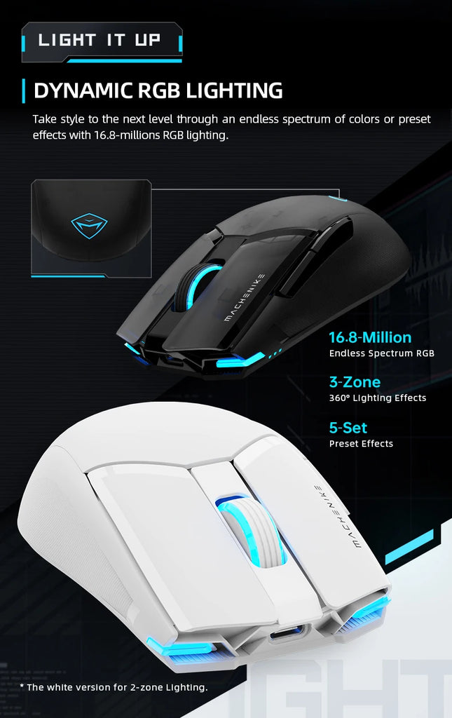 Machenike M7 Pro Gaming Mouse USB Wired 2.4GHz Wireless Mouse PAW3395 26000DPI 650IPS 7 Button 74g RGB For Laptop PC Mouse Gamer
