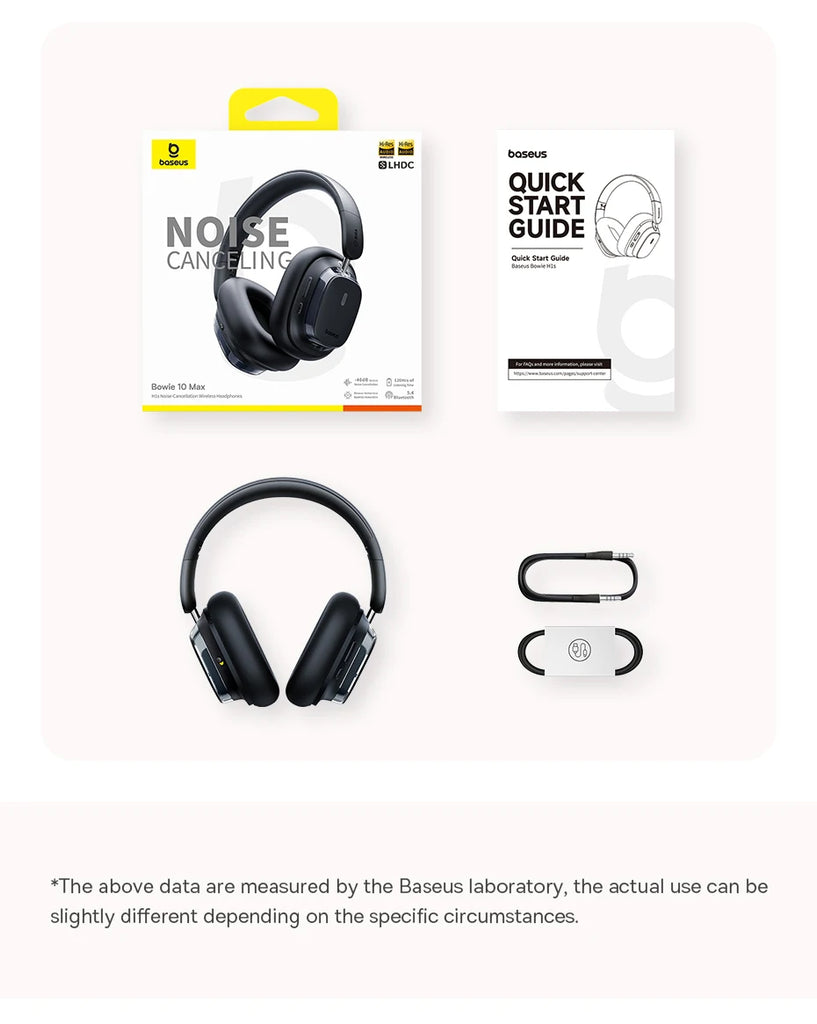 Baseus Bowie 10 Max Wireless Headphones 46dB Hybrid Active Noise Cancellation Earphones Bluetooth 5.4 Hi-Res LHDC 120H Headsets