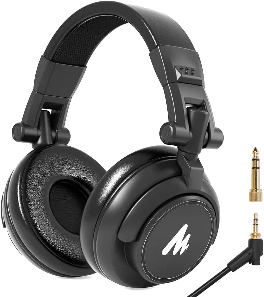 Maono MH601 Professional Studio Monitor Headphones with Detachable Plug & Cable and 50mm Driver for DJ,Studio,Sound Card