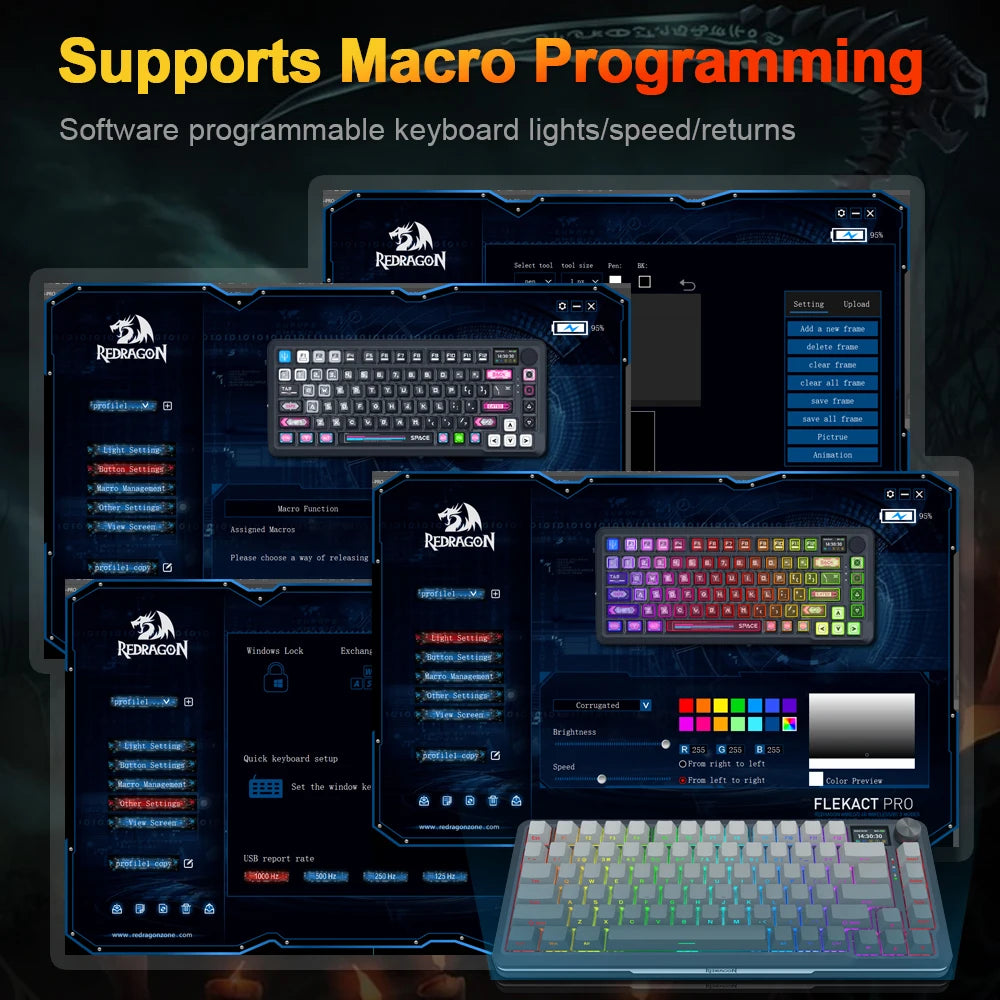 REDRAGON FLEKACT K708 PRO RGB USB Mechanical Gaming Keyboard 82 Keys Support Bluetooth wireless 2.4G Wired for Gamer Computer PC