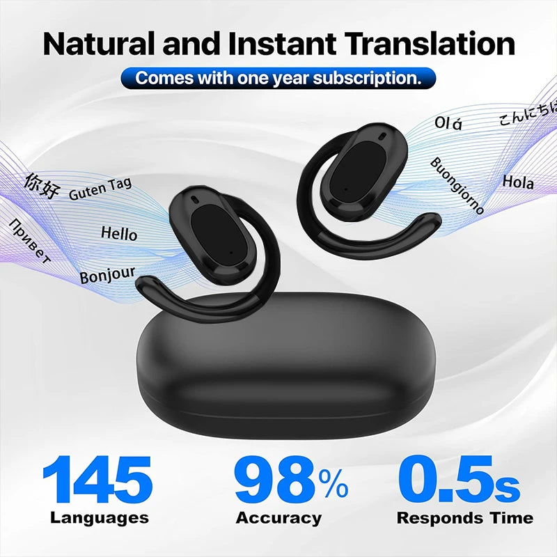 AI Language Translator Earbuds 3 in 1 Accents Translator Earphone Real Time 144 Languages Accents for Travel Business Learning