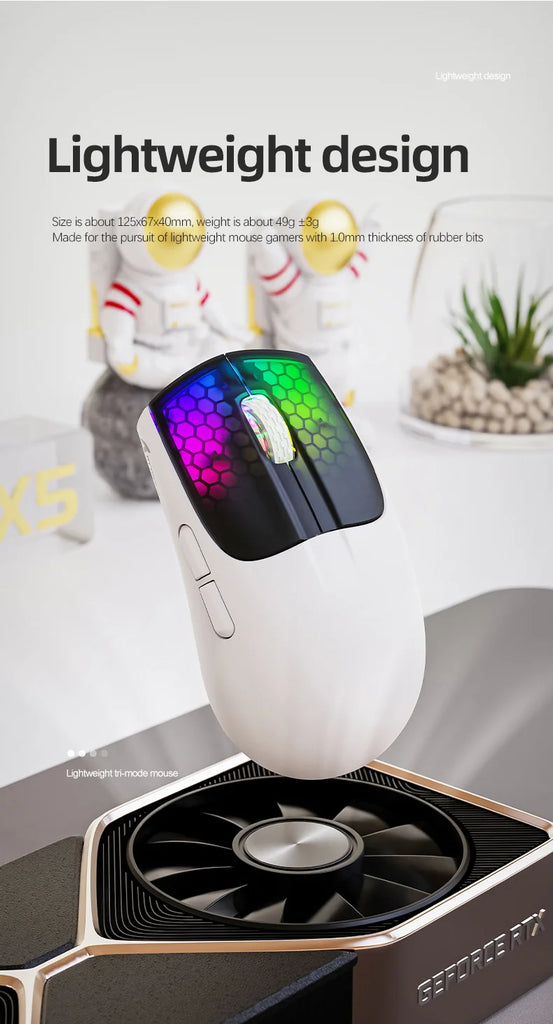 Attack Shark X5 Wireless Mouse Bluetooth Tri-Mode PAW3212 Sensor 4000DPI Optical RGB Mouse for PC Laptop Office Gaming