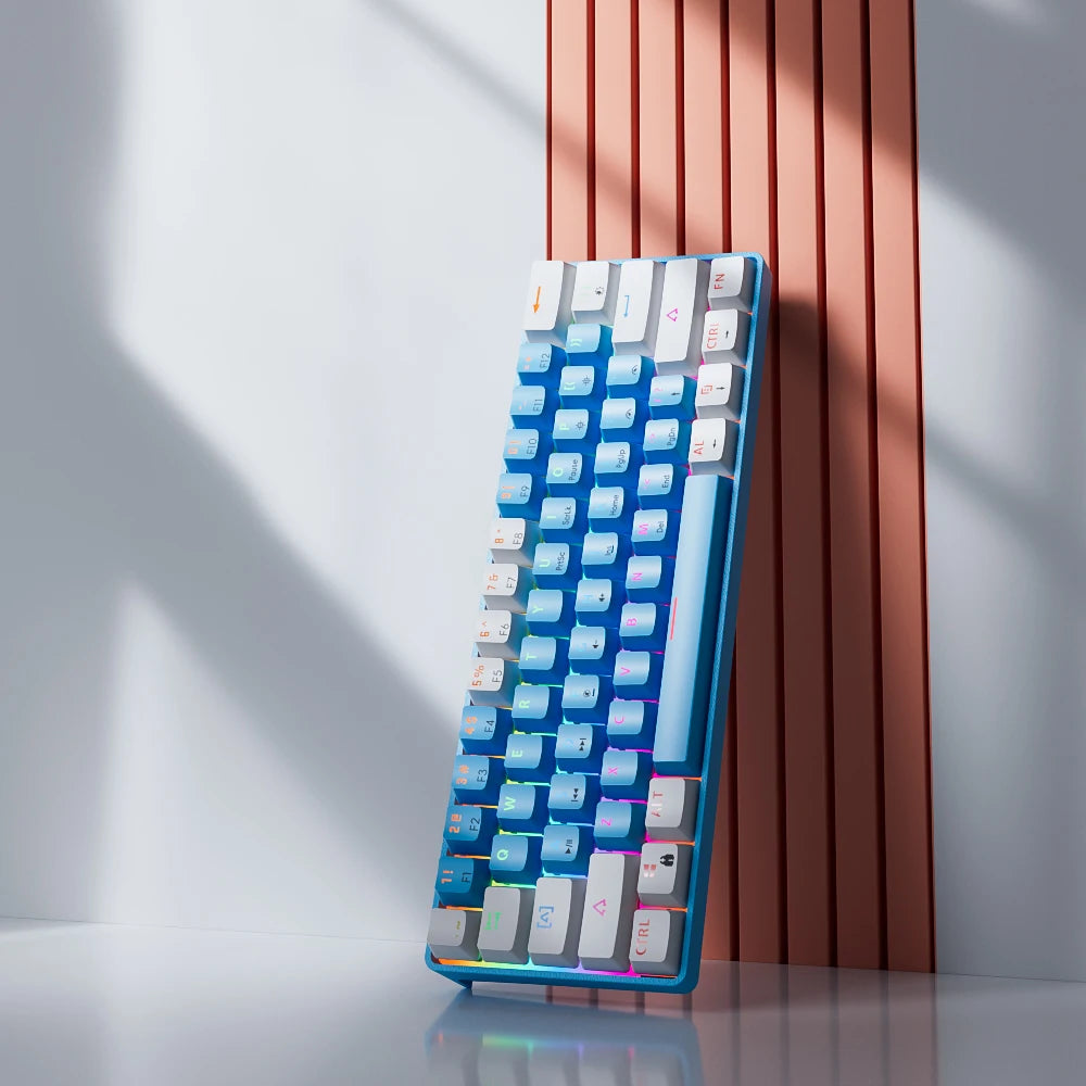 MUCAI MK61 USB Gaming Mechanical Keyboard Red Switch RGB Backlit Hot Swappable 61 Keys Wired Detachable Cable