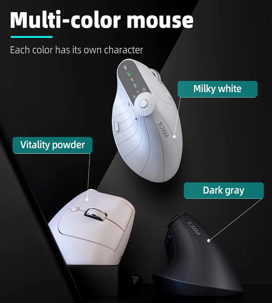 Ergonomic Vertical Wireless Mouse With Function Adjustment Knob Bluetooth 2.4G Dual Mode Wireless Rechargeable Mouse for Desktop