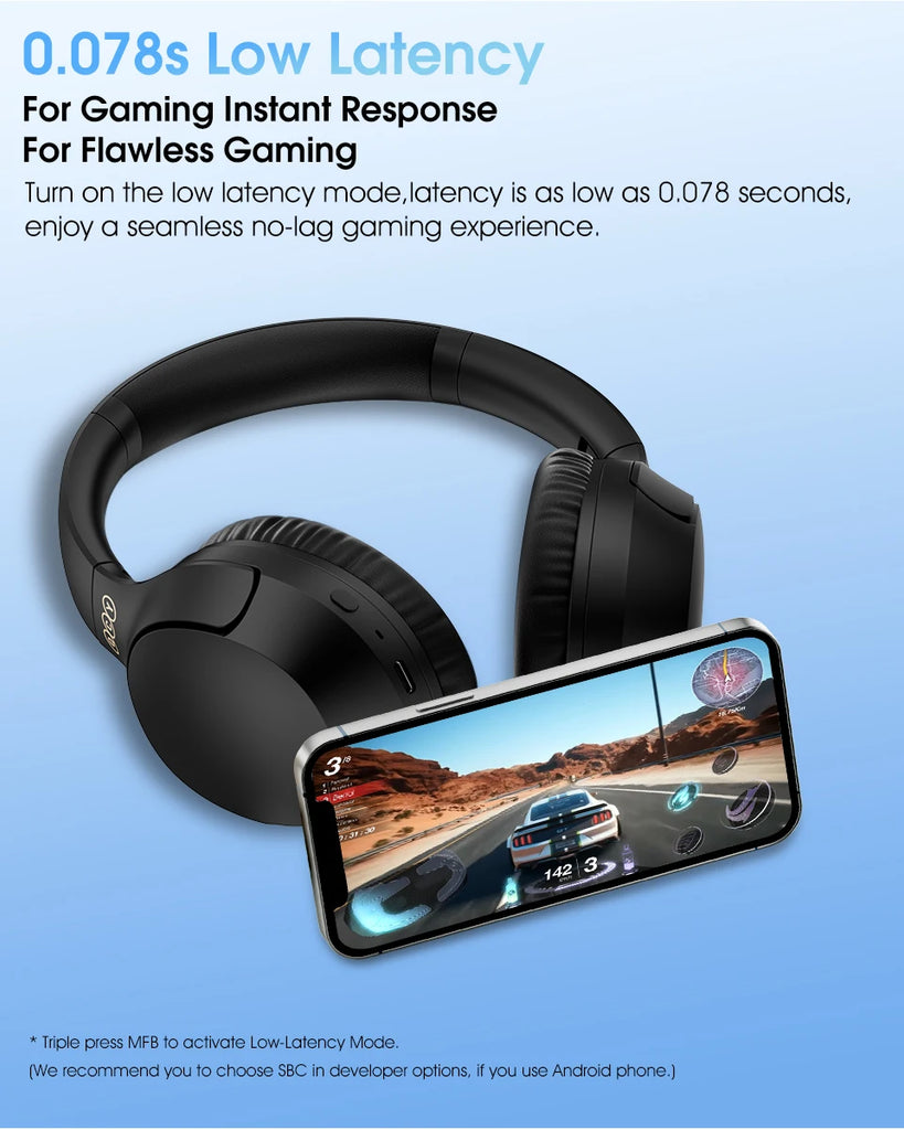 QCY H2 Pro Wireless Headphones Bluetooth 5.3 Earphone HIFI 3D Stereo Headset BASS Mode Gaming Earbuds Over the Ear Headphone 70H