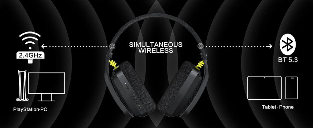 BINNUNE BW06 2.4GHz Wireless Gaming Headset with Mic for PS5 PS4 PC Mac Playstation Bluetooth Gaming Headset with Microphone