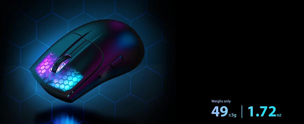 X5 Wireless Gaming Mouse with 3 Modes BT/2.4Ghz/USB-C PAW3212 Optical Sensor,Rechargeable Battery RGB Mice for PC Tablet Desktop