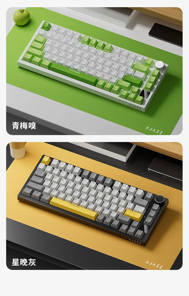 Ajazz AK820 Pro Gaming Mechanical Keyboard 75% Bluetooth/ Wireless Customized Gamer Keyboard with TFT Color Screen Knob for PC