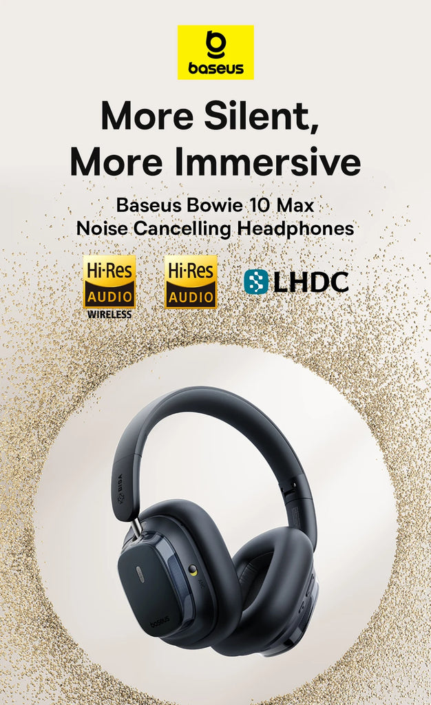 Baseus Bowie 10 Max Wireless Headphones 46dB Hybrid Active Noise Cancellation Earphones Bluetooth 5.4 Hi-Res LHDC 120H Headsets