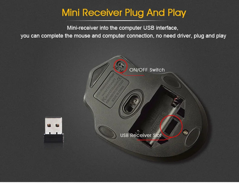 IMICE USB 3.0 Receiver Wireless Mouse 2.4G Silent Mouse 4 Buttons 2000DPI Optical Computer Mouse Ergonomic Mice For Laptop PC