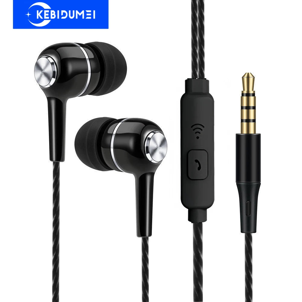 3.5mm Wired Headphones HiFi Stereo in-ear Earphones Gaming Headsets with Microphone Sports Earbuds for Xiaomi Huawei iPhone