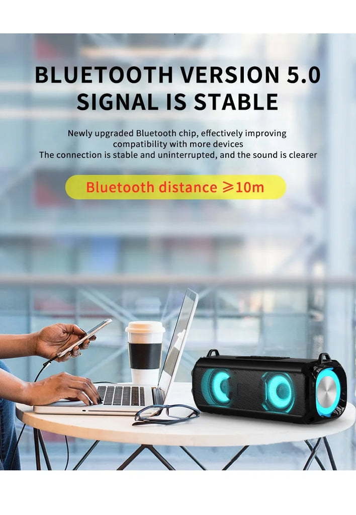 Rockmia RGB Speaker EBS-045 AliExpress Choice Portable Wireless Music Player & Soulder Straps LED Bluetooth 5.0 TF USB-C Aux
