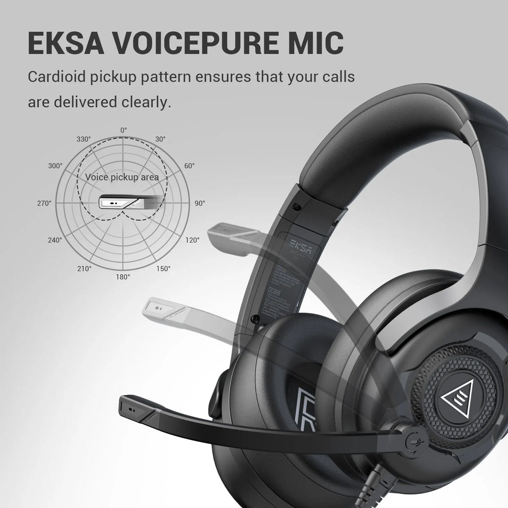 EKSA - E4 Gaming Headset with Microphone, 3.5mm Wired Headset Gamer, Dual Chamber Drivers Stereo Earphones, for PC/PS4/PS5/Xbox
