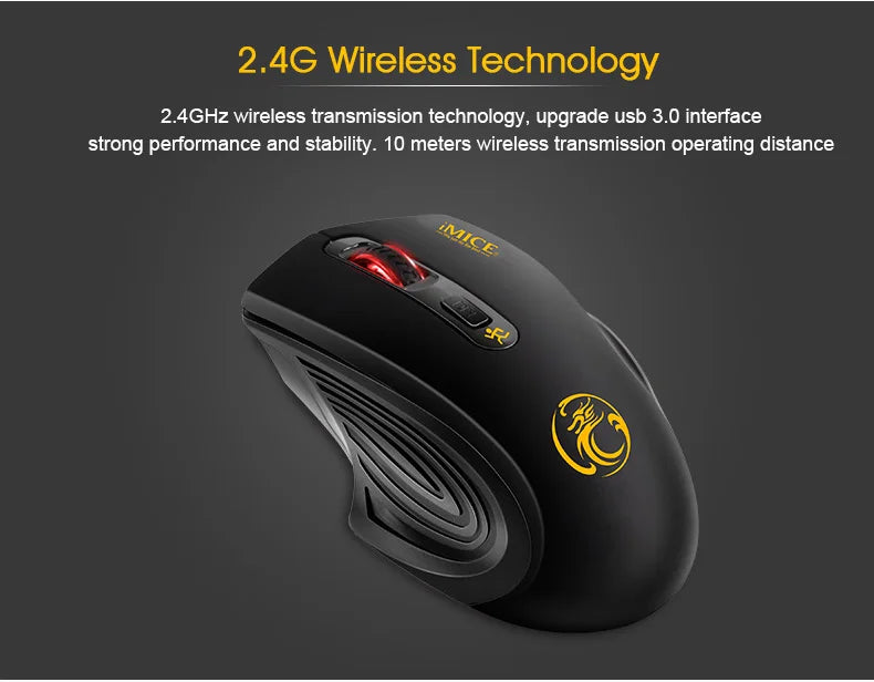 IMICE USB 3.0 Receiver Wireless Mouse 2.4G Silent Mouse 4 Buttons 2000DPI Optical Computer Mouse Ergonomic Mice For Laptop PC