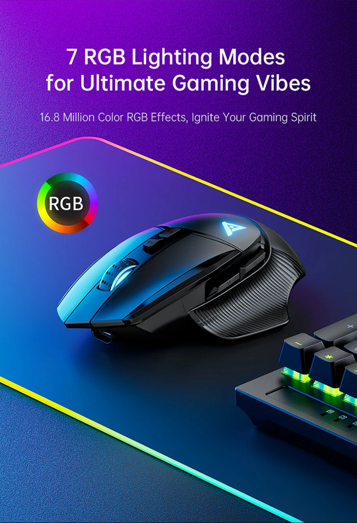 TAIDU TWG502 Gaming Mouse with RGB 2.4G Wireless Bluetooth Mouse 3Mode 14800DPI Lightweight for PC Gamer Computer Laptop