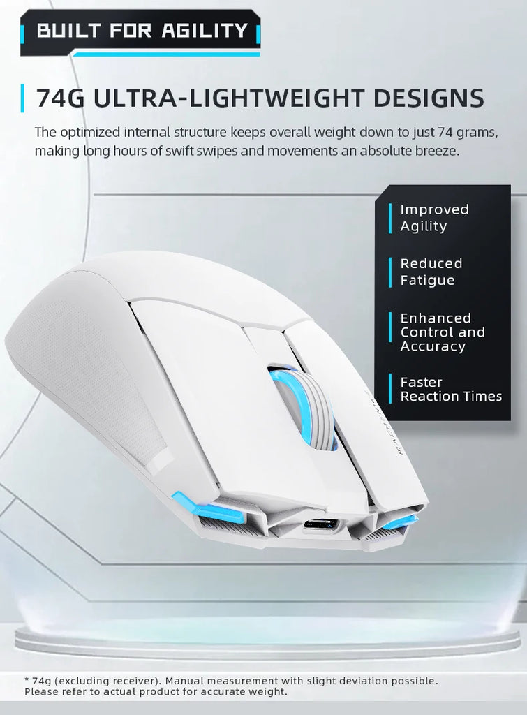 Machenike M7 Pro Gaming Mouse USB Wired 2.4GHz Wireless Mouse PAW3395 26000DPI 650IPS 7 Button 74g RGB For Laptop PC Mouse Gamer