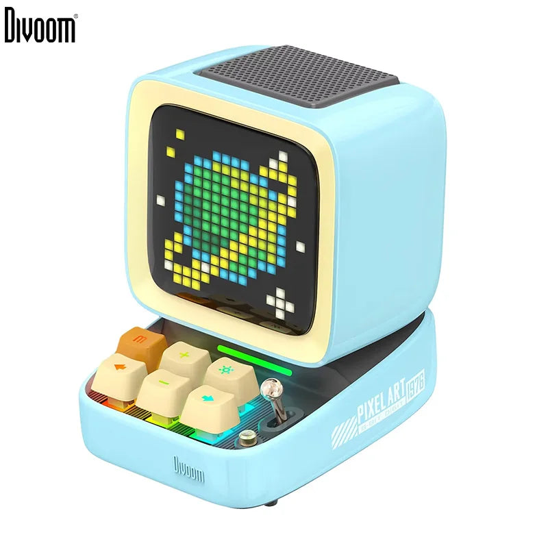 Divoom Ditoo Retro Pixel Art Game Bluetooth Speaker with 16X16 LED App Controlled Front Screen Blue Pink  Green Black  White