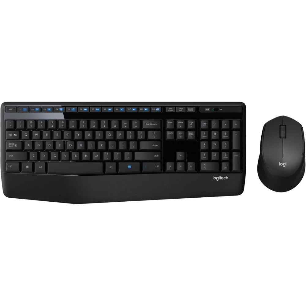 Logitech MK345 Wireless Keyboard and Mouse Combo with Palm Rest, 2.4 GHz USB Receiver, Compatible with PC, Laptop, Black