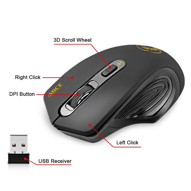 IMICE USB 3.0 Receiver Wireless Mouse 2.4G Silent Mouse 4 Buttons 2000DPI Optical Computer Mouse Ergonomic Mice For Laptop PC