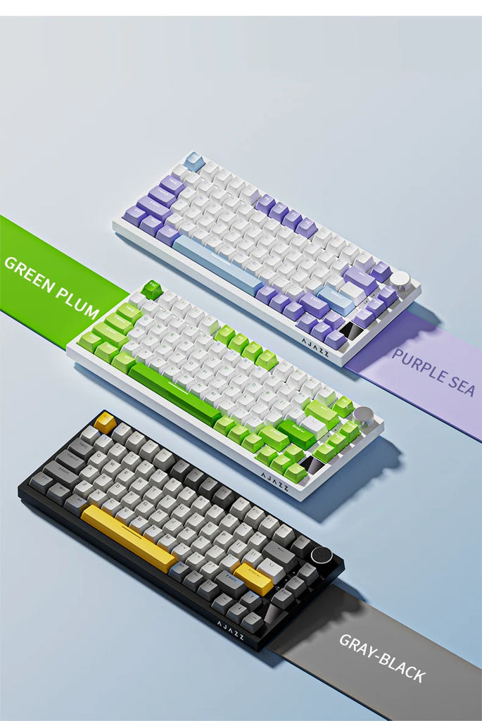 Ajazz AK820 Pro Gaming Mechanical Keyboard 75% Bluetooth/ Wireless Customized Gamer Keyboard with TFT Color Screen Knob for PC