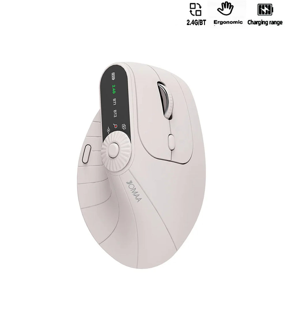 Ergonomic Vertical Wireless Mouse With Function Adjustment Knob Bluetooth 2.4G Dual Mode Wireless Rechargeable Mouse for Desktop