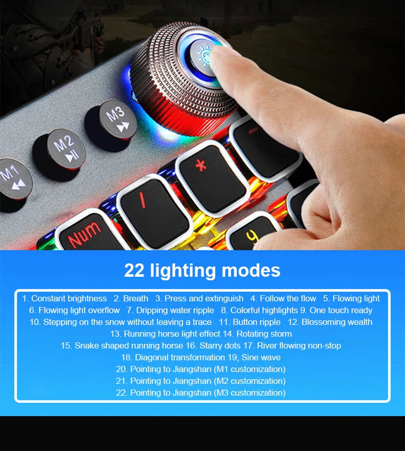 AULA F2088 Mechanical Keyboard Wired Gaming Keyboard Multi-Function Knob 104 Keys Magic Backlit Keyboard Macro Programming Compu