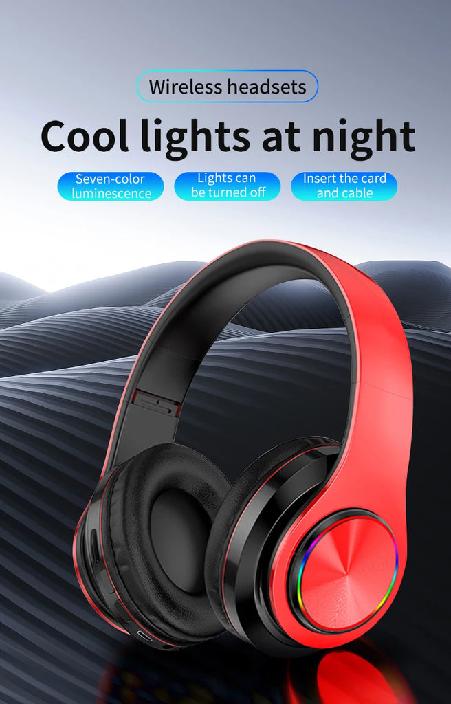 Wireless Bluetooth 5.0 Headphone With Microphone On-Ear Headset Stereo Sound Earphones Sports Gaming Foldable Headphones