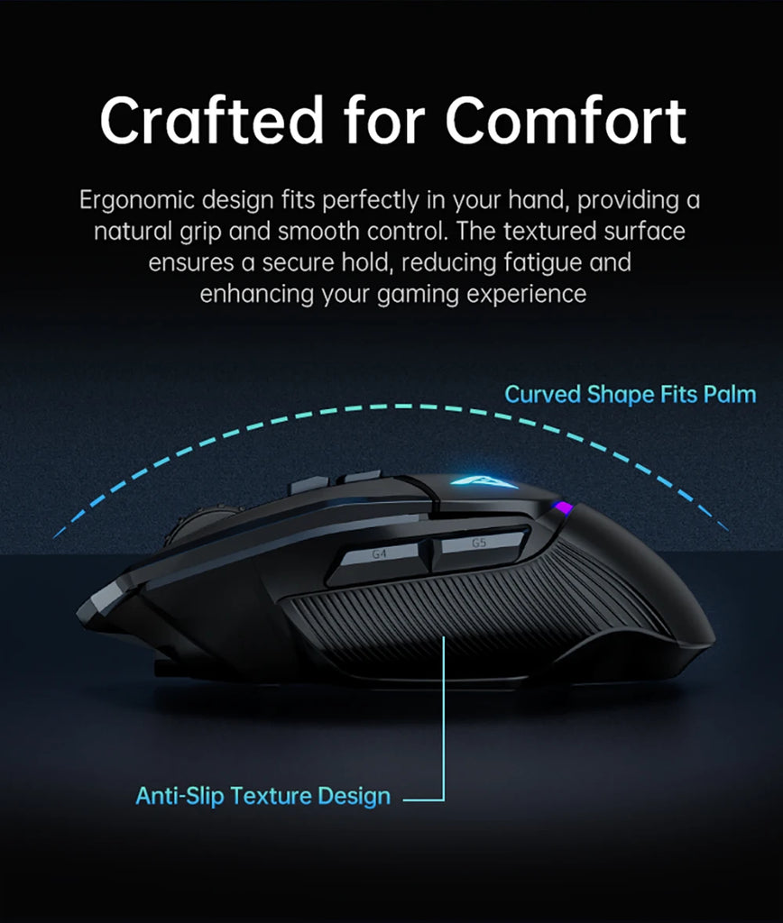 TAIDU TWG502 Gaming Mouse with RGB 2.4G Wireless Bluetooth Mouse 3Mode 14800DPI Lightweight for PC Gamer Computer Laptop
