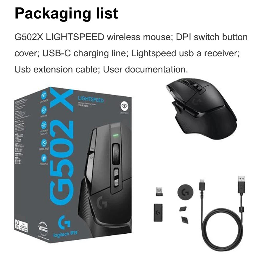 Logitech G502 X LIGHTSPEED Wireless/G502X PLUS Gaming MouseNew Optical-Mechanical Hybrid Micro Motion HERO Wireless Gaming Mouse