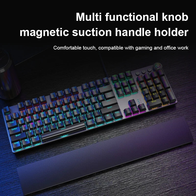 AULA F2088 Mechanical Keyboard Wired Gaming Keyboard Multi-Function Knob 104 Keys Magic Backlit Keyboard Macro Programming Compu