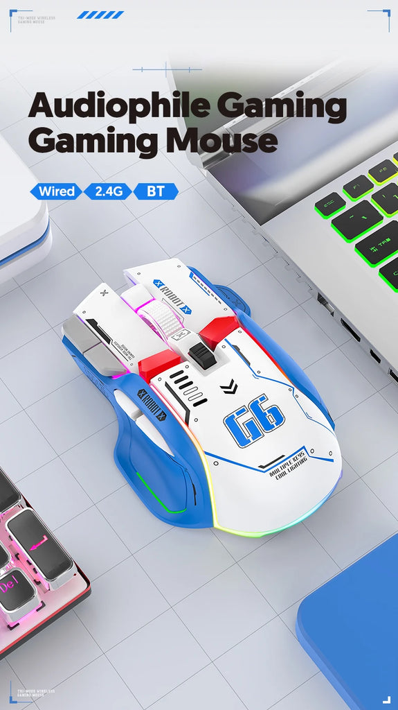 Tri-mode 2.4G USB Bluetooth Wireless Gamimg Mouse 12 keys RGB Game Wired Meche Mice for Windows IOS Home Office Laptop PC Gamer