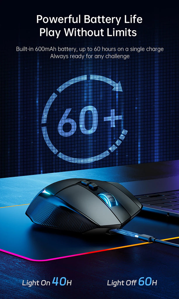 TAIDU TWG502 Gaming Mouse with RGB 2.4G Wireless Bluetooth Mouse 3Mode 14800DPI Lightweight for PC Gamer Computer Laptop