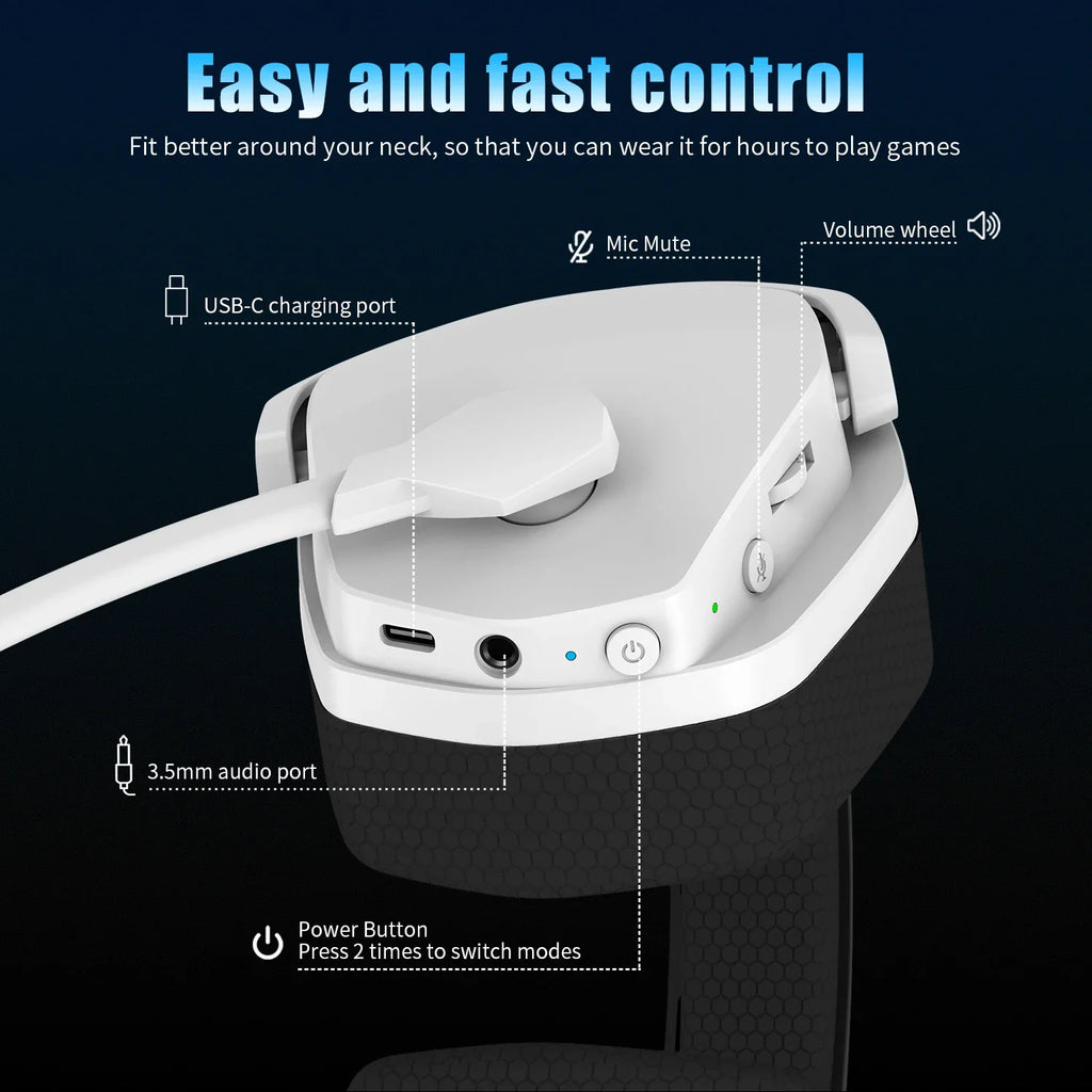 NUBWO G06 Dual Wireless Gaming Headset with Microphone for PS5, PS4, PC, Mobile, Switch 2.4GHz Wireless Bluetooth Headphone