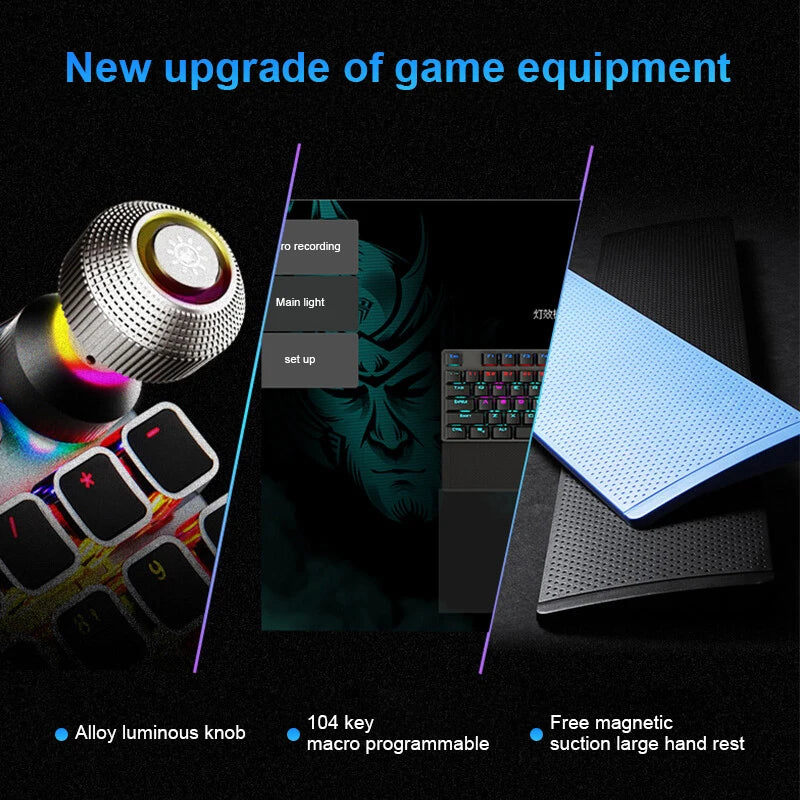 AULA F2088 Mechanical Keyboard Wired Gaming Keyboard Multi-Function Knob 104 Keys Magic Backlit Keyboard Macro Programming Compu